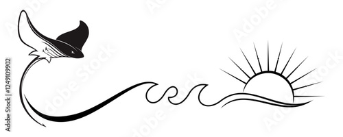 vector illustration of stingray in the sea 1