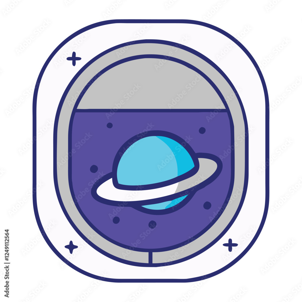 Spaceship Window View Planet Icon