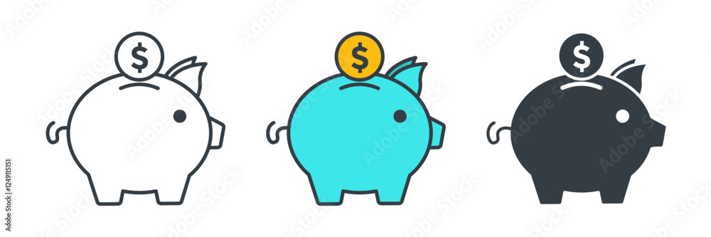 Obraz premium Piggy Bank icon symbol vector illustration isolated on white background