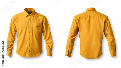 yellow shirt mockup collection set template for design presentation isolated on a white background photo