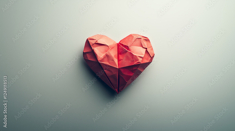 origami kars paper heart on neutral gray background for valentine's day origami kars paper heart on neutral gray background for valentine's day