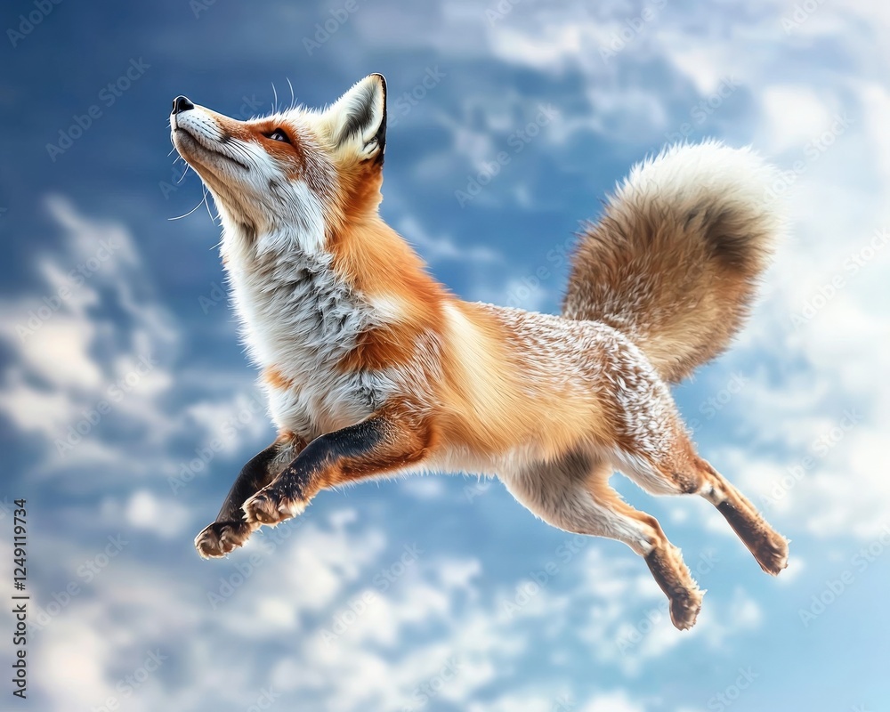 Obraz premium Illustration of a fox being released into the wild under a bright sky