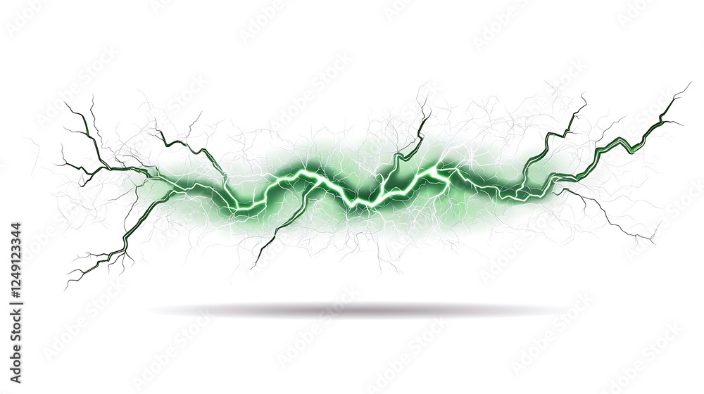 Emerald Green Lightning Bolt Digital Illustration AI Generated Emerald Green Lightning Bolt Digital Illustration AI Generated