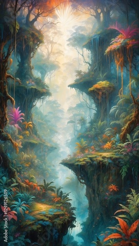 Fantasylandschaft - Gemälde - Bunter Dschungel