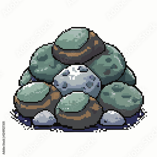 Pixel Art Rock Pile Illustration   Vintage Gaming Aesthetics