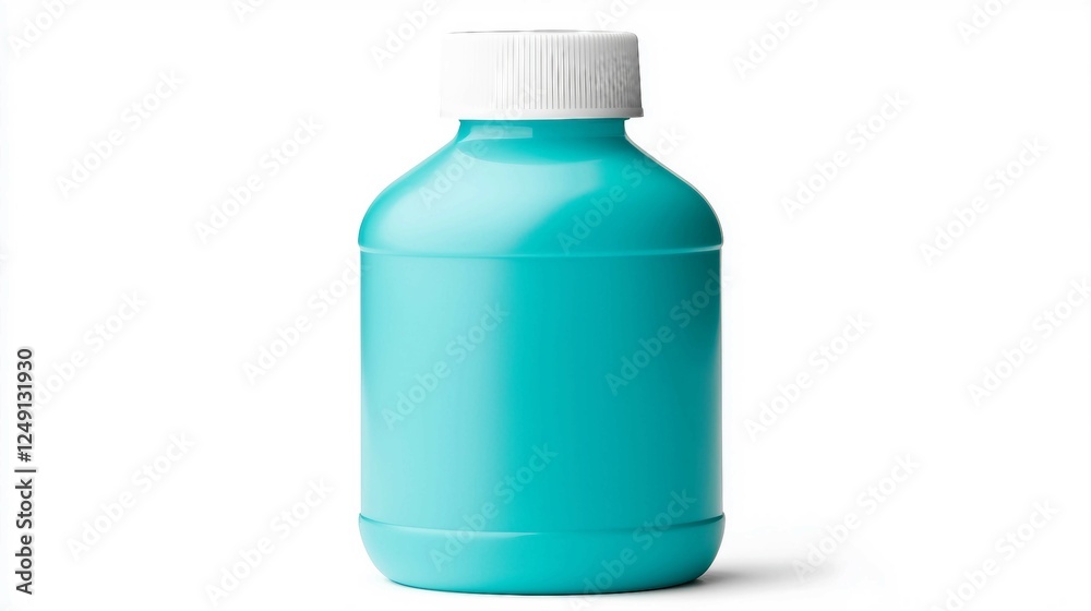 Bright Turquoise Plastic Bottle on White Background for Creative Use Bright Turquoise Plastic Bottle on White Background for Creative Use