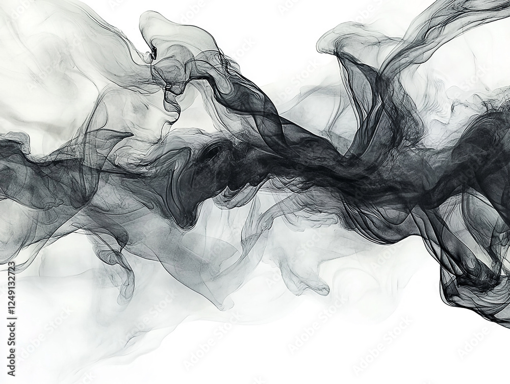 Fototapeta premium Abstract smoke, flowing, white background, ethereal design