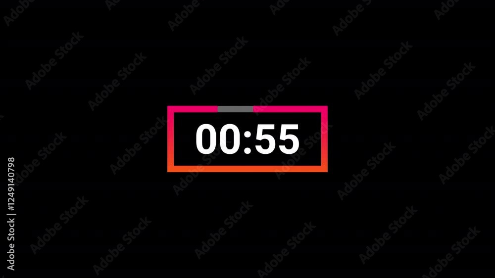 Countdown timer one minute animation from 60 to 0 seconds countdown on transparent background  with alpha channel, Countdown video
