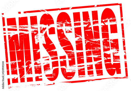 Digital composite...Red rubber stamp effect - Missing. Perhaps referring to a disappeared pet (cat or dog) or a missing person.