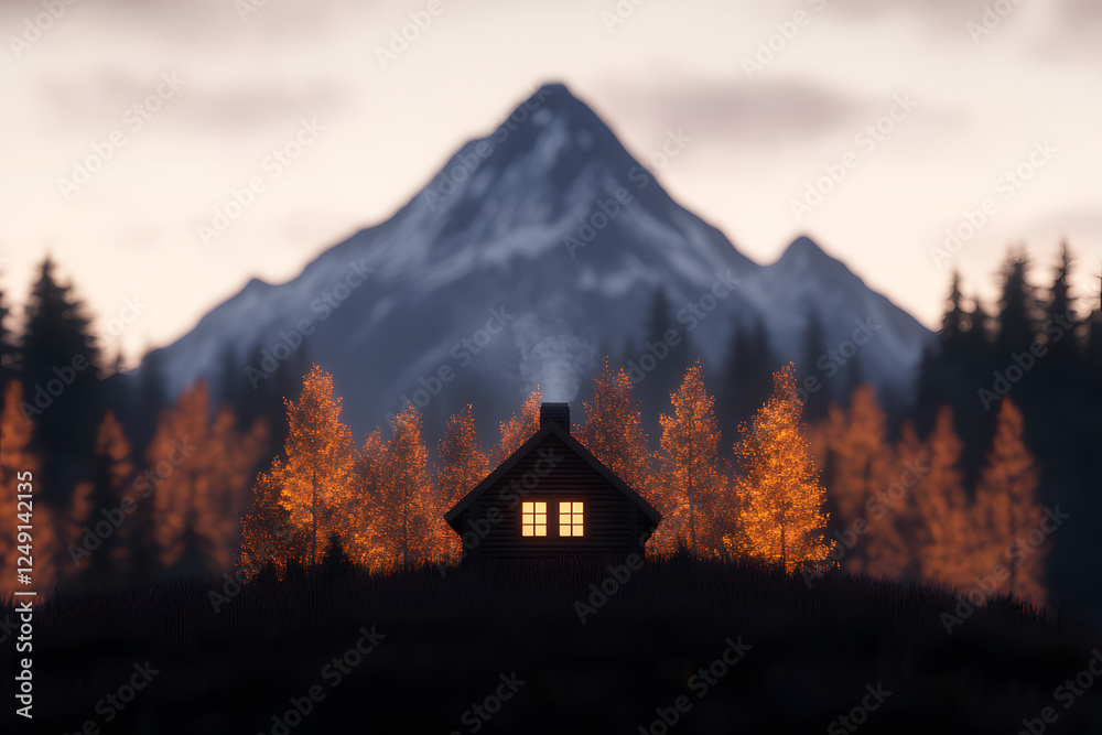 Hyper-detailed AI-generated autumn mountain cabin with golden leaves.
Hyper-detailed AI-generated autumn mountain cabin with golden leaves.