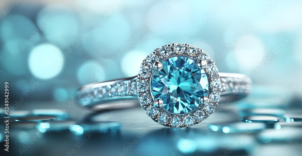 A beautiful, sparkling blue diamond ring. A beautiful, sparkling blue diamond ring.