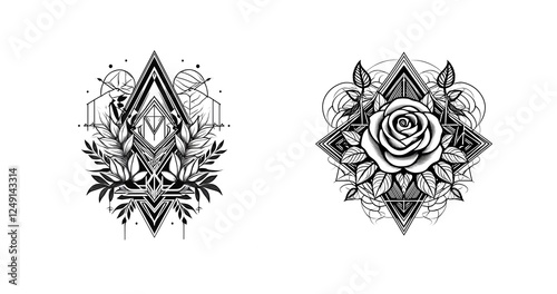 Tattoo Design Vorlage Abstrakte Grafische Elemente	