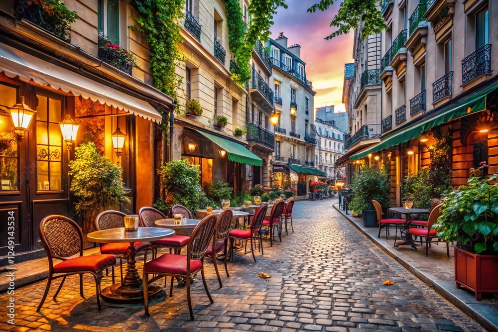 Parisian Cafe Cozy Street Scene: Charming Parisian Architecture and Cityscape Parisian Cafe Cozy Street Scene: Charming Parisian Architecture and Cityscape