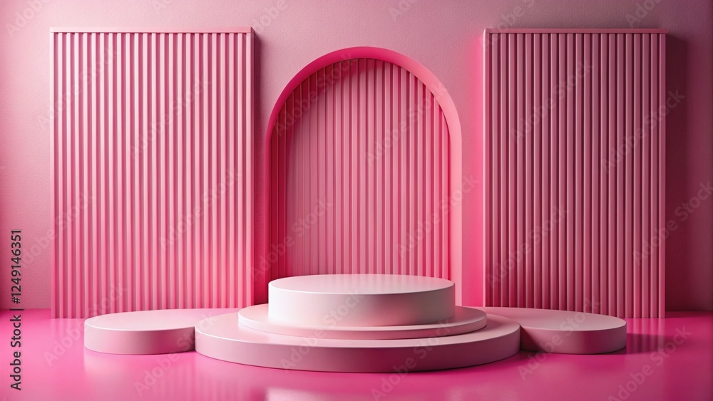 Pink Geometric Podium Product Display Mockup - 3D Web Design Background Pink Geometric Podium Product Display Mockup - 3D Web Design Background