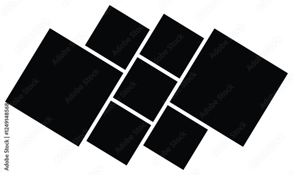 Geometric rectangle collage for photo wall mood board template. Modern texture pattern and background for picture display presentation. Mosaic and grid pattern.