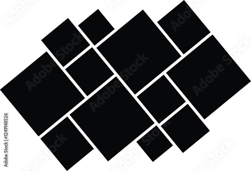 Geometric rectangle collage for photo wall mood board template. Modern texture pattern and background for picture display presentation. Mosaic and grid pattern.