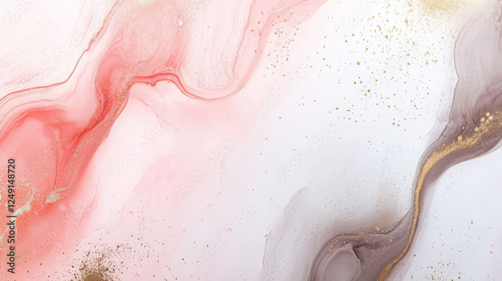 Obraz premium Luxurious abstract marble fluid art design with gold accents, soft pastel hues, and intricate flowing patterns, ideal for elegant decor, branding, creative projects, or sophisticated backgrounds