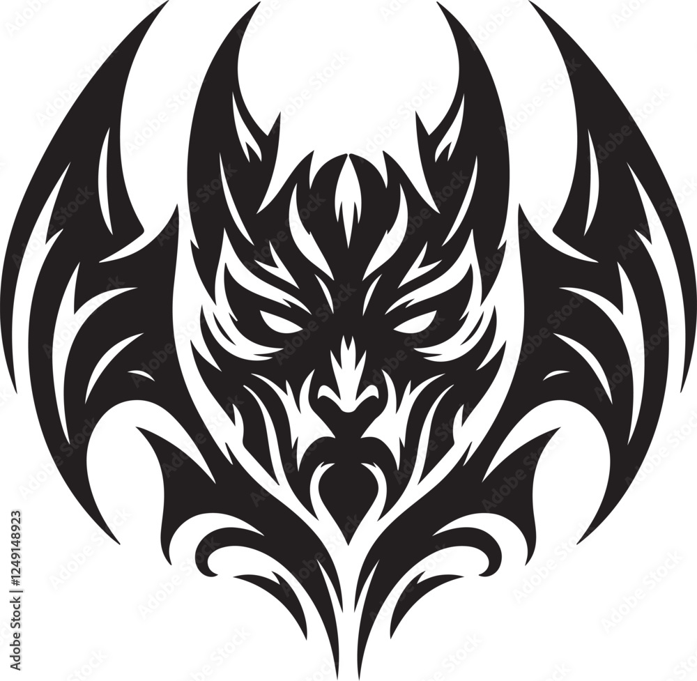Bat Silhouette Tattoo Design in Vector Art Style Bat Silhouette Tattoo Design in Vector Art Style