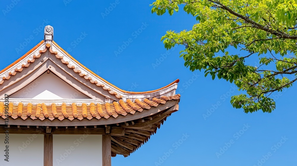 Traditional East Asian Architecture Against a Summer Sky Traditional East Asian Architecture Against a Summer Sky