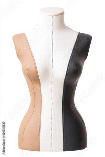 Tri Color Textured Female Dress Form on White Background photo