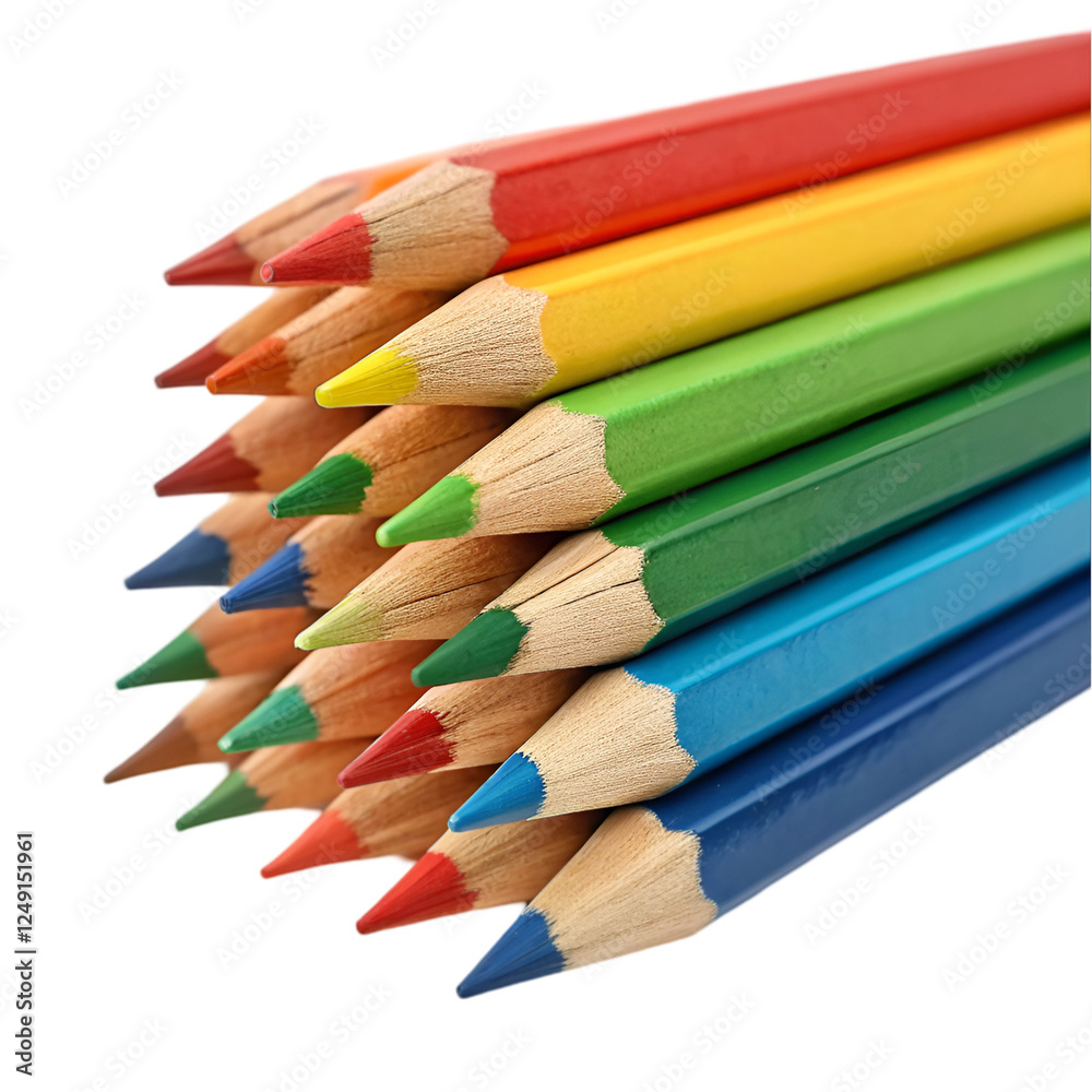 Fototapeta premium Colored pencils isolated on transparent background