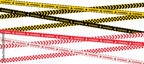 Warning Caution Sign  Stripes - Seamless Design with Included Brushes. warning tape sets must be careful for construction and crime. vector illustration