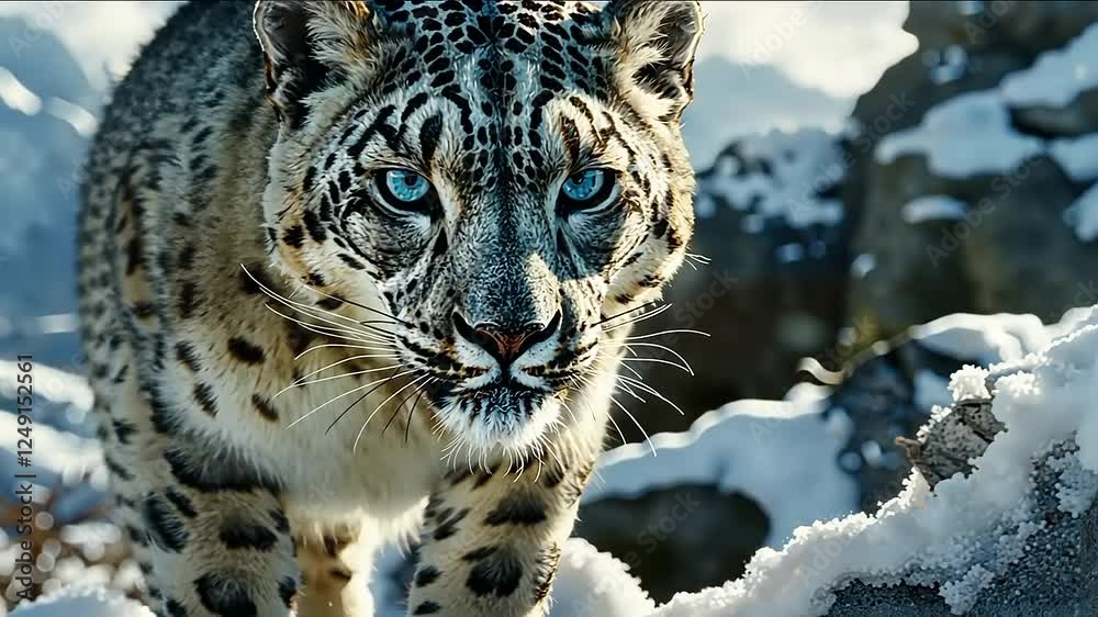 snow leopard in the snow