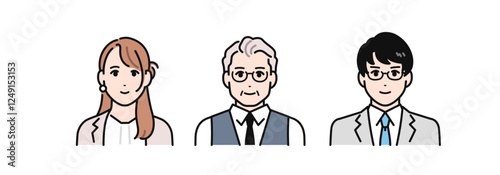 上司と部下のシンプルなベクターイラストセット