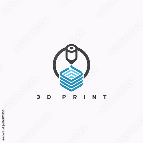 Vector Logo for 3d printing. Printing in three dimensional