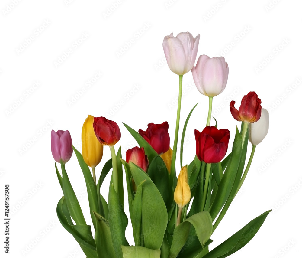 Spring tulips flowers isolated Spring tulips flowers isolated