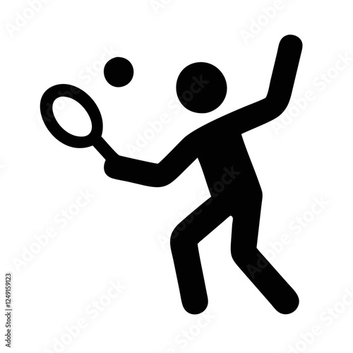 Tennis player silhouette hitting ball on transparent background, sports concept