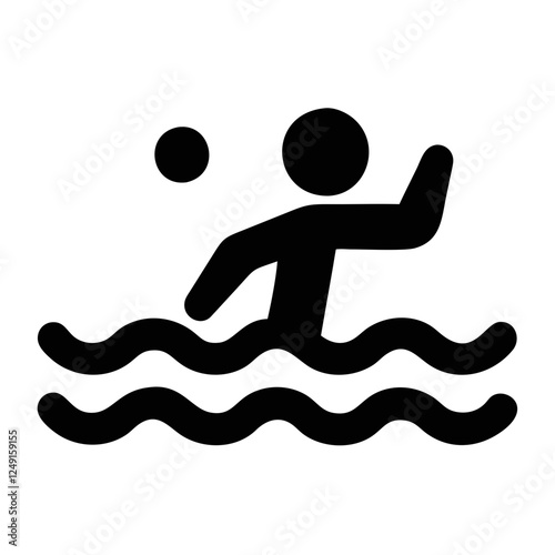 Water polo player silhouette in action on transparent background, sports concept