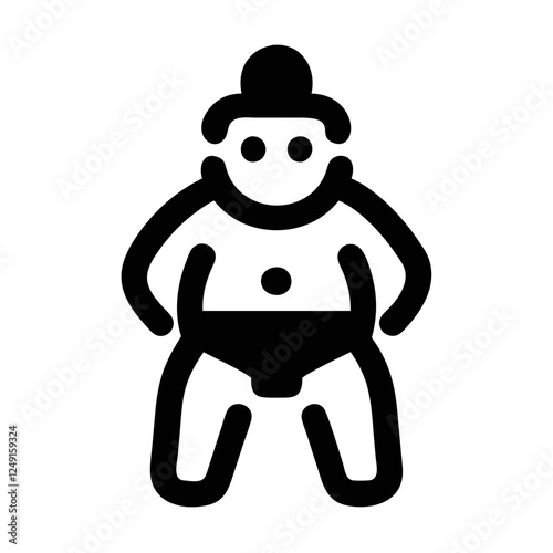 Sumo wrestler icon posing confidently in traditional attire within minimalist sports design
