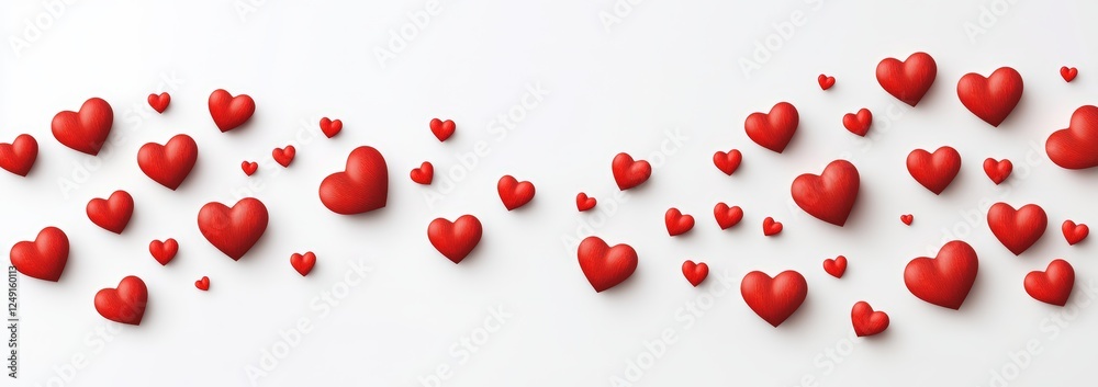 Romantic Red Hearts on White Background for Valentine's Day Celebrations, Perfect for Greeting Cards and Love-Themed Designs. Romantic Red Hearts on White Background for Valentine's Day Celebrations, Perfect for Greeting Cards and Love-Themed Designs.
