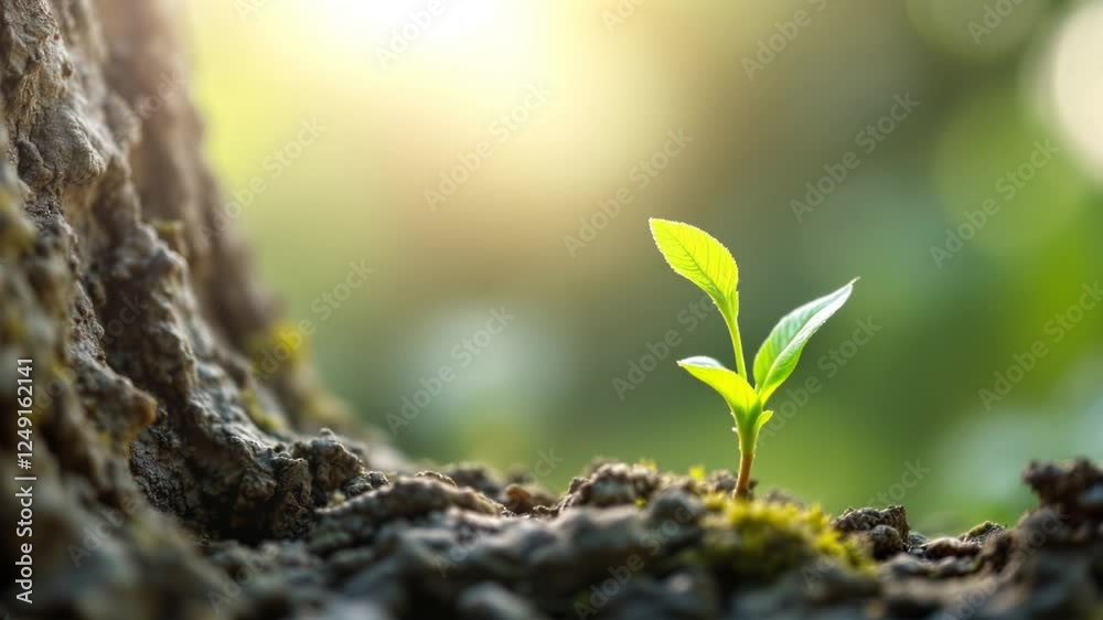 A small plant sprouting from the ground A small plant sprouting from the ground