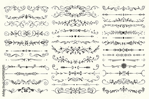 Hand Drawn Scroll Designs Set