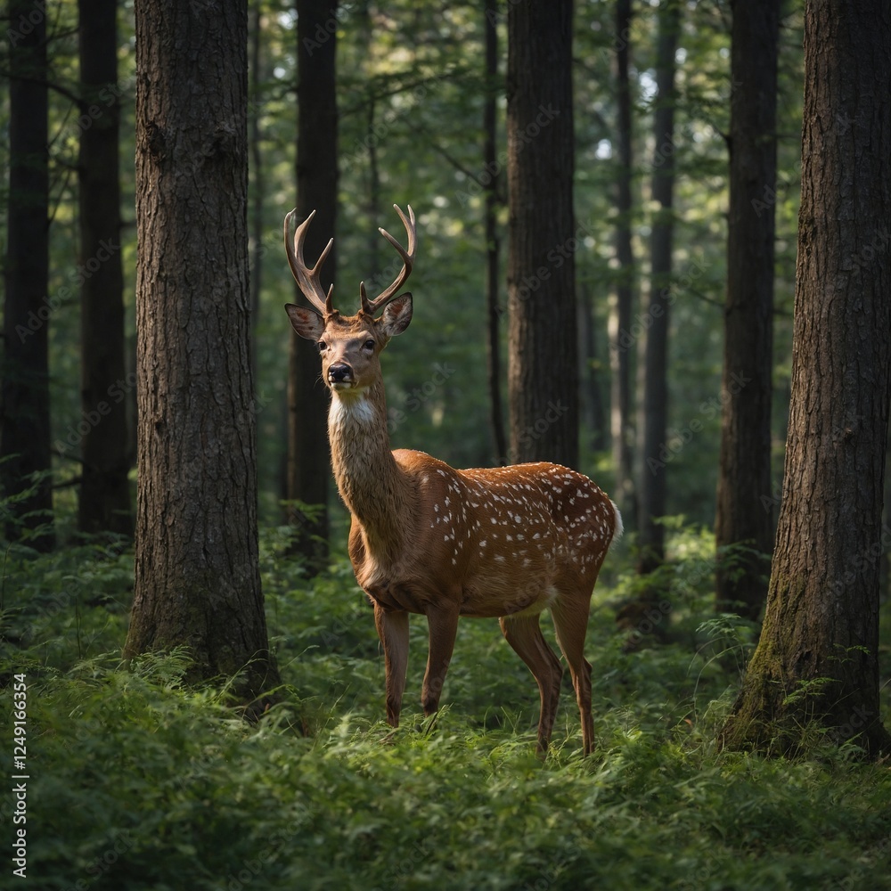 deer in the woods Deer in the Wild , Portrait Of a Innocent Deer A graceful deer grazing in a jungle clearing, white background. deer in the woods Deer in the Wild , Portrait Of a Innocent Deer A graceful deer grazing in a jungle clearing, white background.
