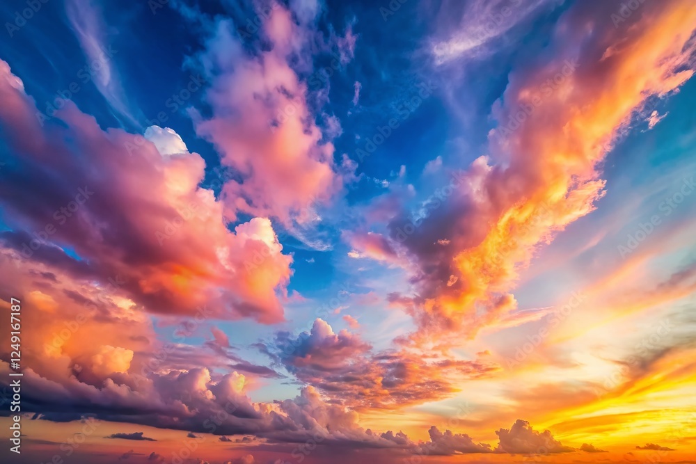 Fototapeta premium Serene Twilight Sky: Peach & Blue Abstract Background for Wellness Branding