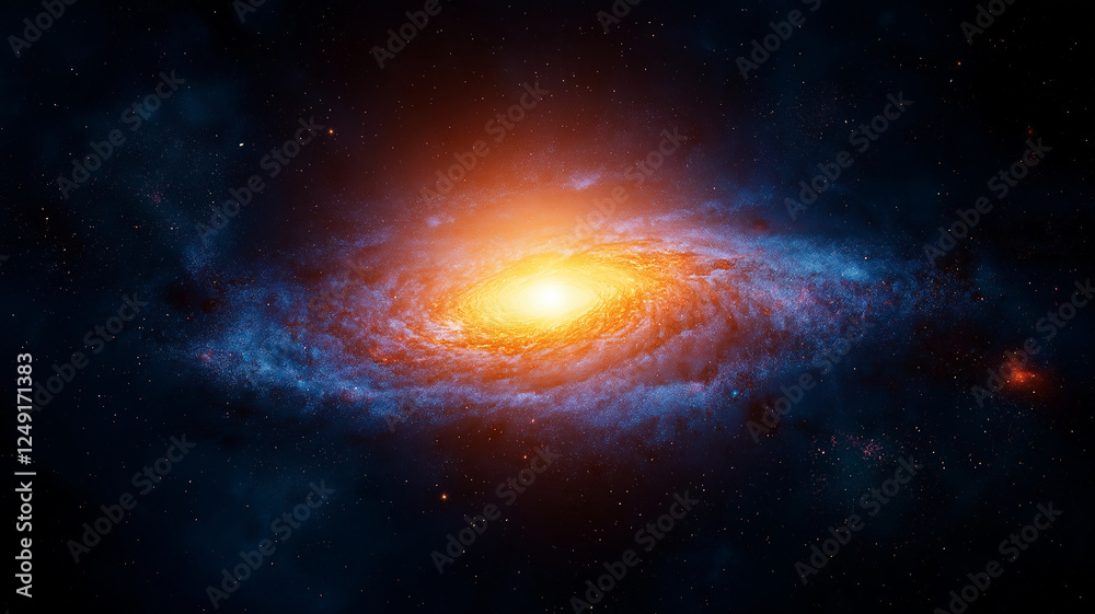 Obraz premium stunning image of galaxy with vibrant colors, showcasing swirling stars and bright core, evoking sense of wonder and vastness of universe