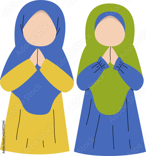 Girl and her best friend in hijab greeting