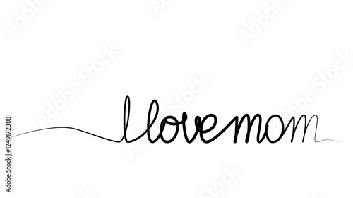 continuous drawing of the phrase I love mother in one line.