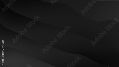 Dark gradient wavy background, stepped 3d motion graphic. Black texture background. Clean flowing wallpaper, overlapping backdrop.