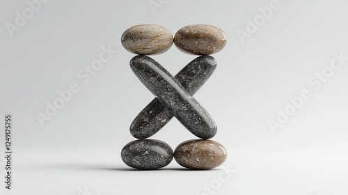 Balanced Arrangement of Smooth Stones in Unique Formation on Minimalist Background