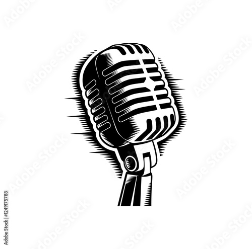 Images of a retro microphone isolated on a white background. Vector illustration	