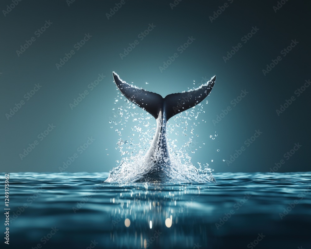 Fototapeta premium Shark tail slicing through water in an elegant motion capture