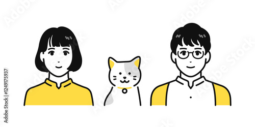 猫 若い夫婦 人物 アイコン