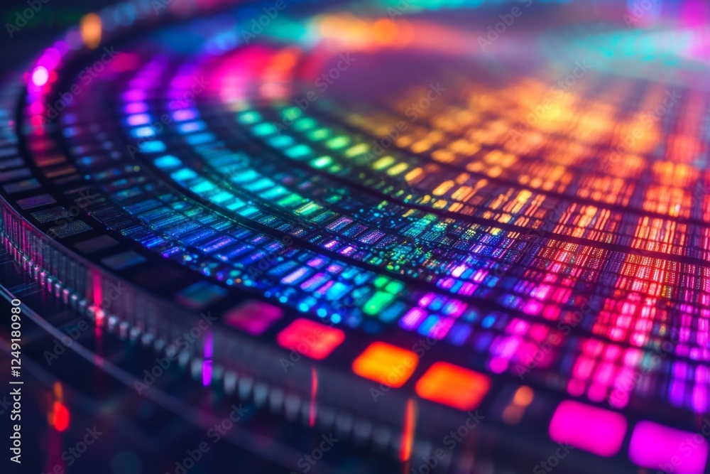 Fototapeta premium Close-up of vibrant LED light array with a colorful spectrum