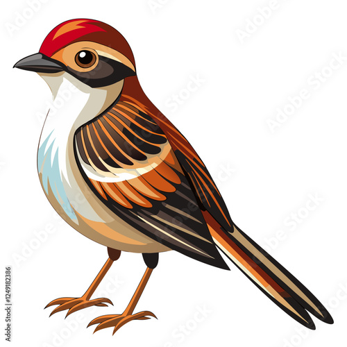 Tyrant flycatcher on white background.