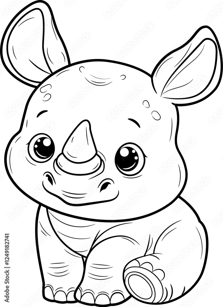 Fototapeta premium rhino cartoon coloring page