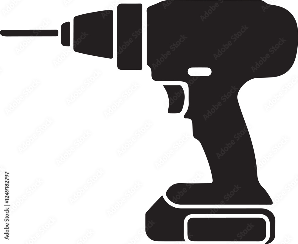 Drill icon, drill silhouette vector art and illustration Drill icon, drill silhouette vector art and illustration